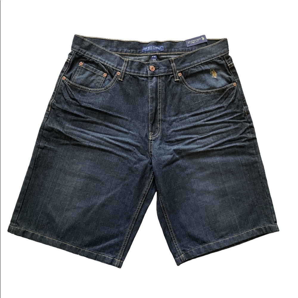 US Polo Association Shorts Men's Denim Dark Blue Wash Size 36 baggy relaxed fit